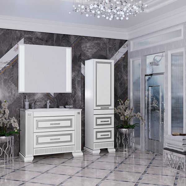 Комплект мебели 100 см Opadiris Оникс белый/серебро